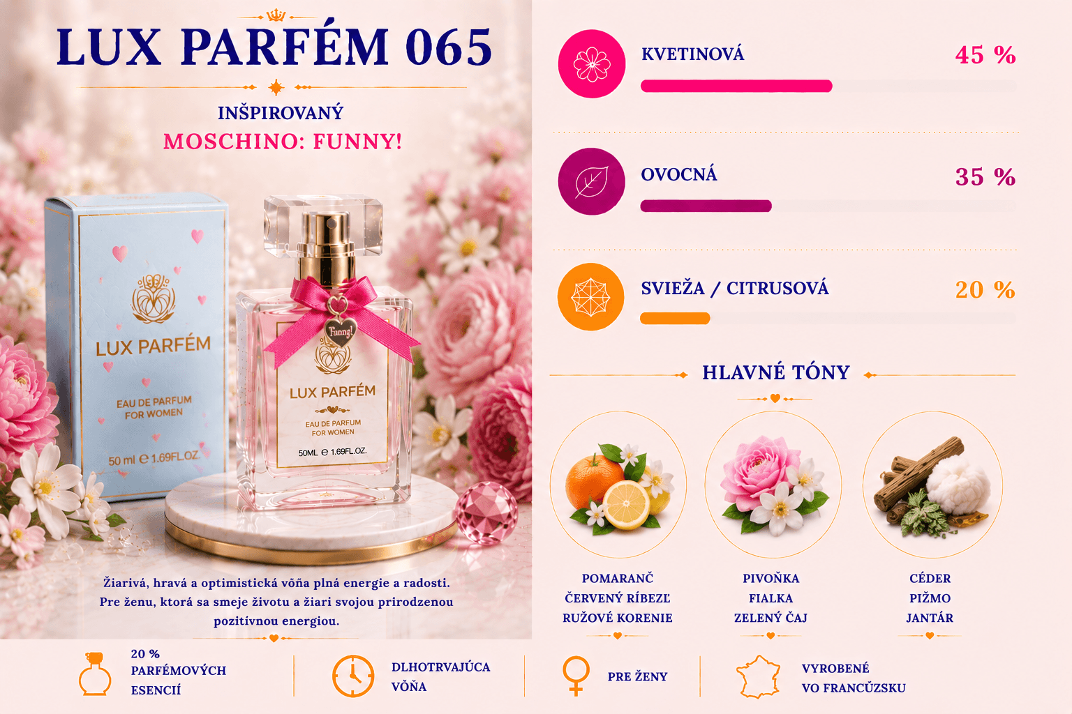 Lux Parfém 065 – Inšpirovaný Moschino: Funny!